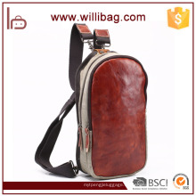 Retro Brusttasche Leder Canvas Taschen Brusttasche Messenger Bag